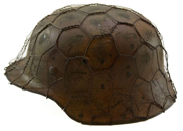 Original WW2 German M40 Stahlhelm Refurbished Chicken Wire Camo