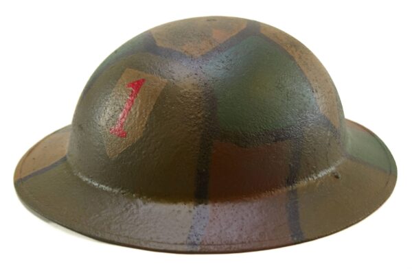 Original WW1 U.S. Big Red One Brodie Helmet with Refurbished Camouflage