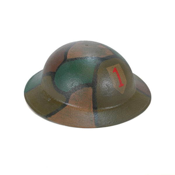 Original WW1 U.S. Big Red One Brodie Helmet with Refurbished Camouflage