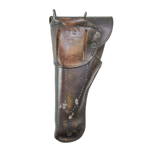 WW2 M1911A1 Dark Brown Leather Flap Holster - Graton & Knight Co. 1943 Marked - Image 2