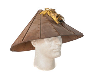 Japanese Edo Period Iron Jingasa Helmet with Gilt Bamboo Crest
