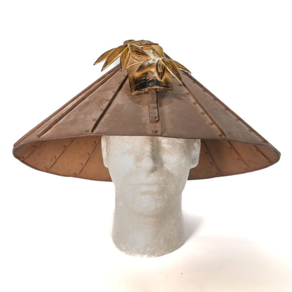 Japanese Edo Period Iron Jingasa Helmet with Gilt Bamboo Crest