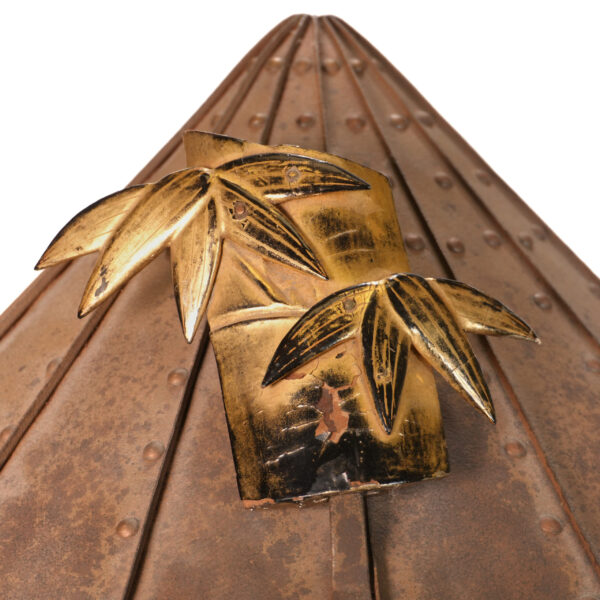Japanese Edo Period Iron Jingasa Helmet with Gilt Bamboo Crest