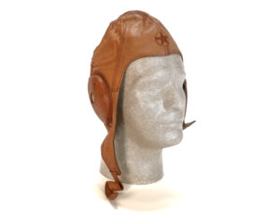 WWII Japanese Light Tan Leather Flight Cap - Tropical Model