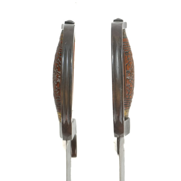 Pair of 19th Century Chinese Hudiedao Butterfly Swords with Shared Leather Scabbard - Qing Dynasty