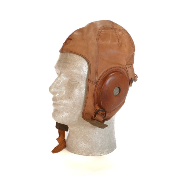 WWII Japanese Light Tan Leather Flight Cap - Tropical Model