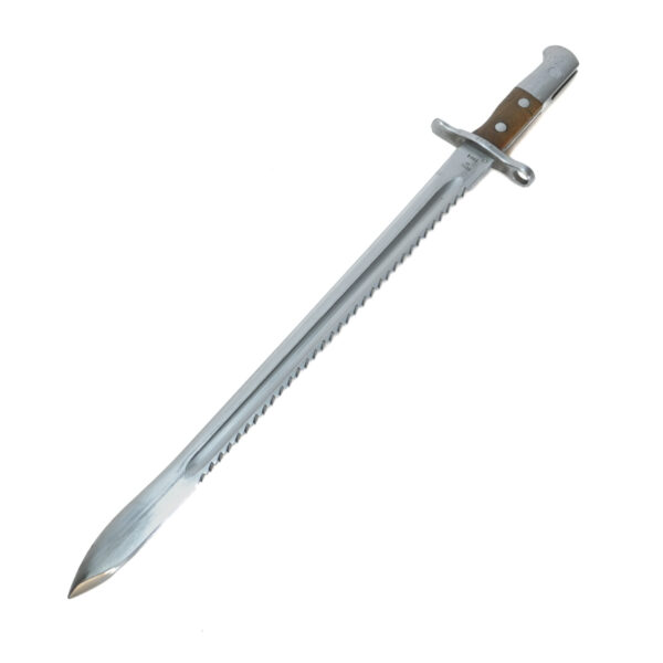 Swiss M1914 Sawback Bayonet “In the White” – HSt W 1931 Marked, Scabbard & Leather Frog