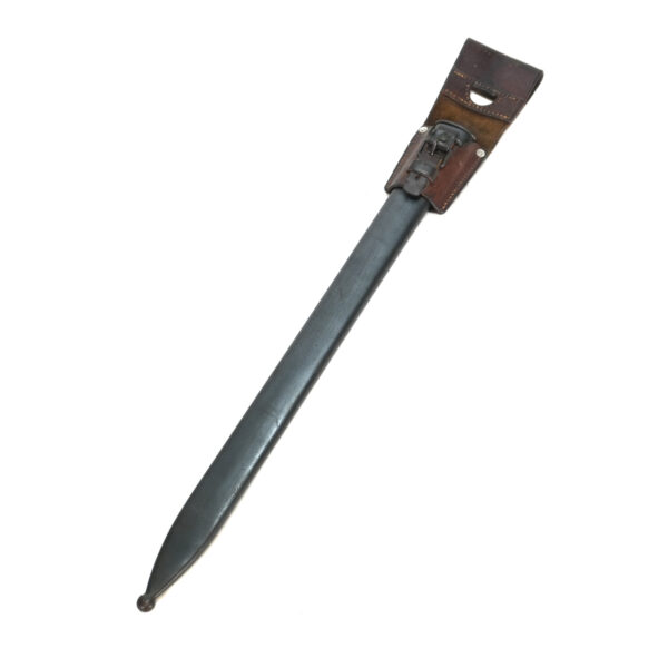 Swiss M1914 Sawback Bayonet “In the White” – HSt W 1931 Marked, Scabbard & Leather Frog