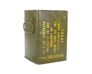 WWII US .45 ACP Ball Ammunition Can – 600 Rounds for M1911 – T2AAF Marked, 1944 Repack