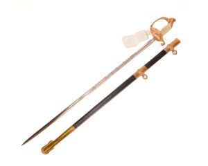 Original United States Navy Officers sword by Hilborn-Hamburger with travel case, box, and belt
