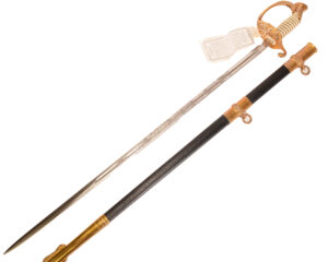 Original United States Navy Officers sword by Hilborn-Hamburger with travel case, box, and belt