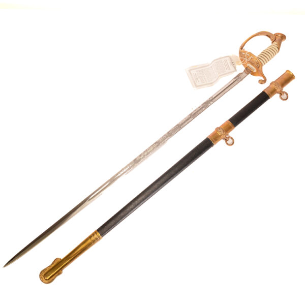 Original United States Navy Officers sword by Hilborn-Hamburger with travel case, box, and belt