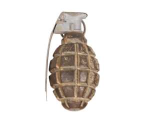 Authentic WWI French F1 Hand Grenade — MKII Fuze — INERT — Pirotechnie Militaire de Bourges