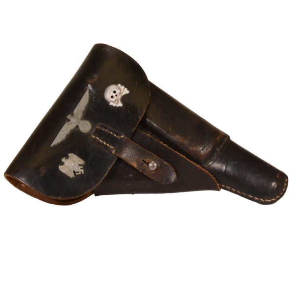 Original German WWII P38 Softshell Holster by E. G. Leuner GmbH with Badges - dated 1944