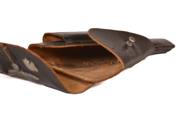 Original German WWII P38 Softshell Holster by E. G. Leuner GmbH with Badges - dated 1944 - Image 5