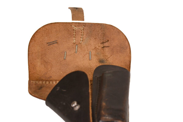 Original German WWII P38 Softshell Holster by E. G. Leuner GmbH with Badges - dated 1944 - Image 6