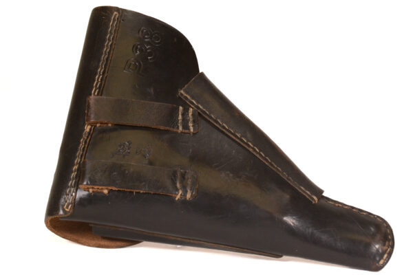 Original German WWII P38 Softshell Holster by E. G. Leuner GmbH with Badges - dated 1944 - Image 3
