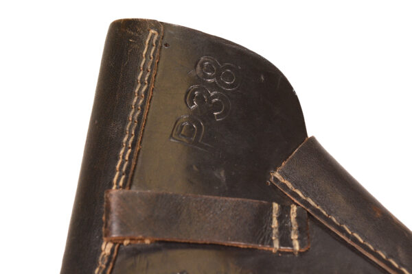 Original German WWII P38 Softshell Holster by E. G. Leuner GmbH with Badges - dated 1944 - Image 4