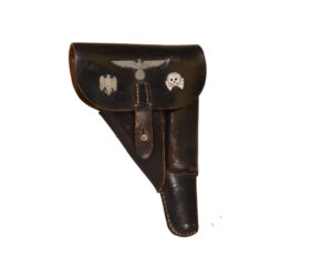 Original German WWII P38 Softshell Holster by E. G. Leuner GmbH with Badges - dated 1944