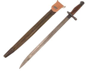 US M1917 Rifle Bayonet – Remington Manufactured with GF & MF marked Leather Sheath