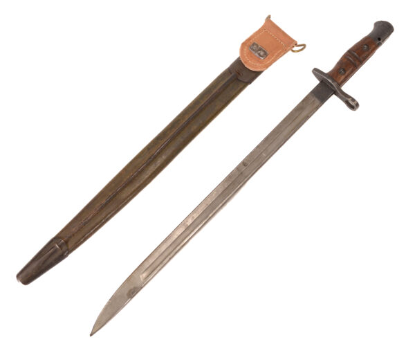 US M1917 Rifle Bayonet – Remington Manufactured with GF & MF marked Leather Sheath