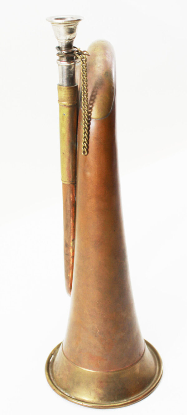 Vintage Brass & Copper Bugle US Military Signal Cavalry Horn with Mouthpiece - Image 7
