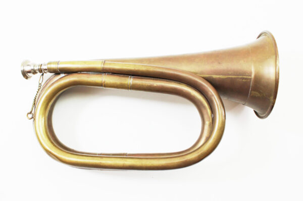Vintage Brass & Copper Bugle US Military Signal Cavalry Horn with Mouthpiece - Image 2