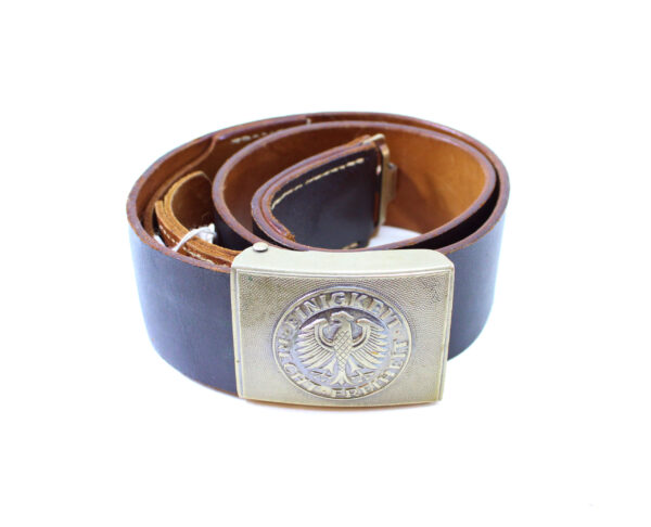 Original Bundeswehr Leather Belt with Buckle West German Army Military Surplus