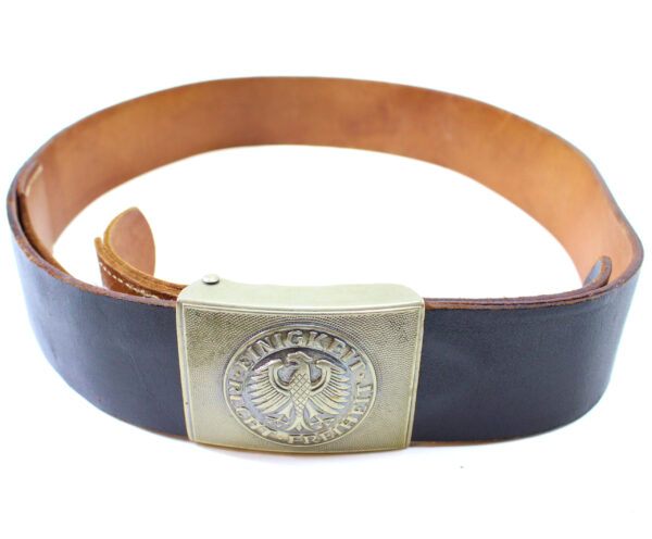 Original Bundeswehr Leather Belt with Buckle West German Army Military Surplus - Image 2