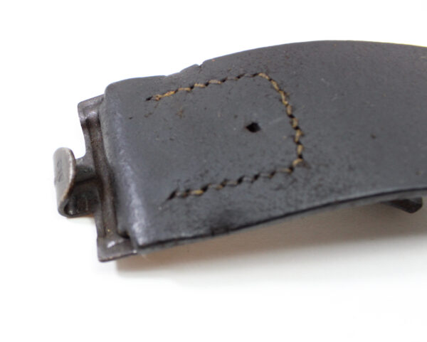 Original German WWII Army (Heer) EM/NCO Black Leather Belt with Pebbled Aluminum Dress Buckle – Stamped Heidelberg 1941 - Image 10