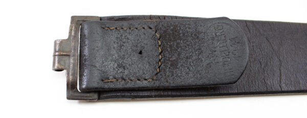 Original German WWII Army (Heer) EM/NCO Black Leather Belt with Pebbled Aluminum Dress Buckle – Stamped Heidelberg 1941 - Image 8