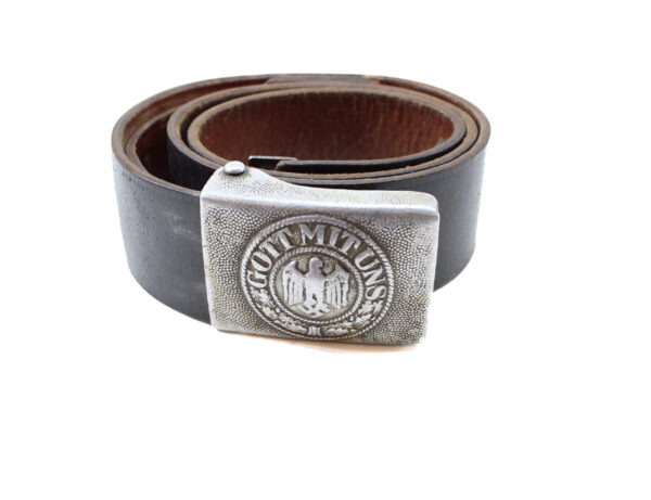 Original German WWII Wehrmacht Army (Heer) EM/NCO Belt with Pebbled Aluminum Buckle – Richard Sieper & Söhne, Lüdenscheid