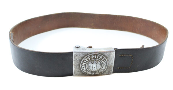 Original German WWII Wehrmacht Army (Heer) EM/NCO Belt with Pebbled Aluminum Buckle – Richard Sieper & Söhne, Lüdenscheid - Image 2
