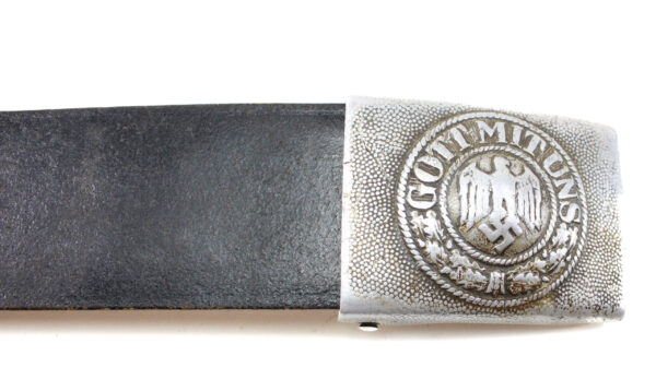 Original German WWII Wehrmacht Army (Heer) EM/NCO Belt with Pebbled Aluminum Buckle – Richard Sieper & Söhne, Lüdenscheid - Image 6