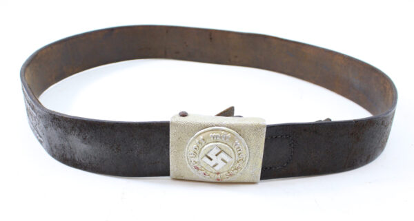 GERMAN WW2 POLICE EM/NCO'S ALUMINIUM BELT BUCKLE AND LEATHER BELT - Image 2