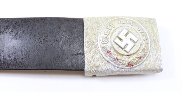 GERMAN WW2 POLICE EM/NCO'S ALUMINIUM BELT BUCKLE AND LEATHER BELT - Image 9