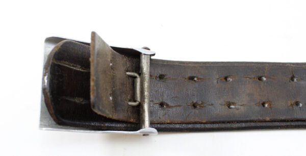 GERMAN WW2 POLICE EM/NCO'S ALUMINIUM BELT BUCKLE AND LEATHER BELT - Image 6