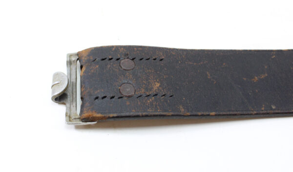 Original German WWII Hitler Youth Aluminum Belt Buckle & Leather Belt – RZM M4/17 Assmann - Image 7