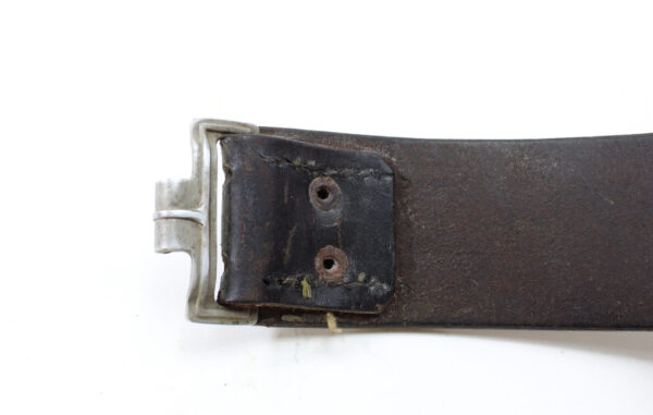 Original German WWII Hitler Youth Aluminum Belt Buckle & Leather Belt – RZM M4/17 Assmann - Image 5