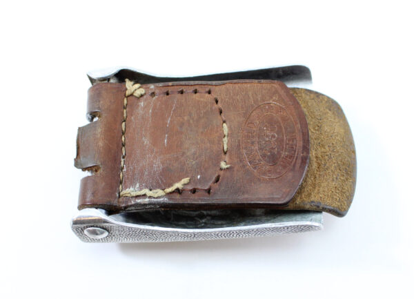 Original German WWII Pre-War First Model Luftwaffe Eagle Aluminum Buckle with Leather Tab by Dransfeld 1936 - Image 2