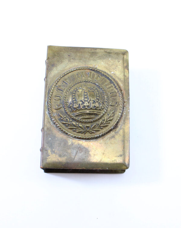 Original WWI German Brass Matchbox Holder – “Gott Mit Uns” Trench Art