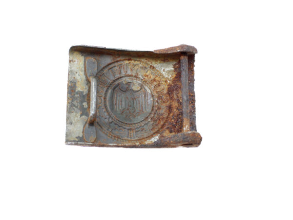 Original German WWII Heer Enlisted Man’s Steel Belt Buckle – Marked B&N 1942 - Image 2