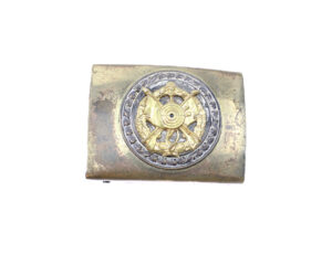 Custom WWI/WWII Trench Art Brass Belt Buckle with German Hunting Pinned Badge