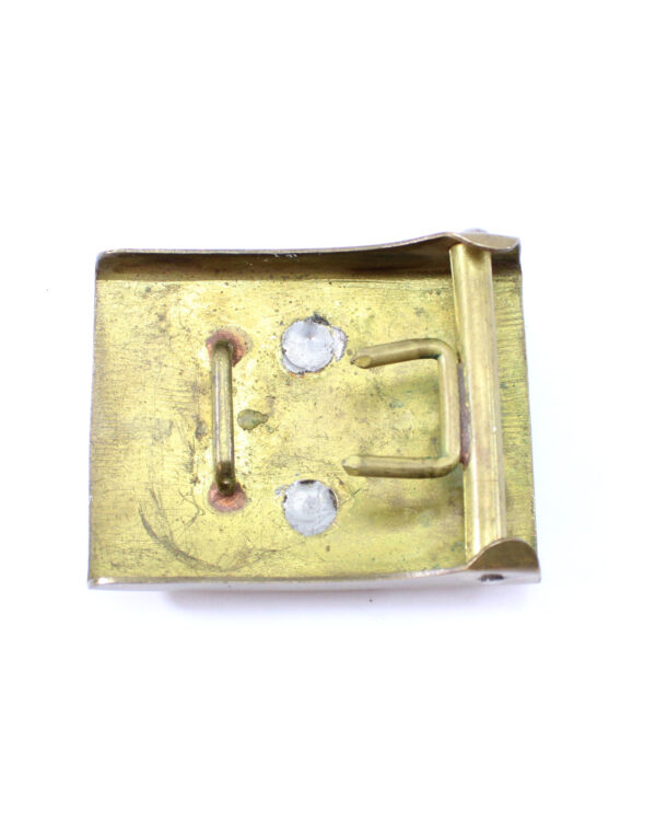 Custom WWI/WWII Trench Art Brass Belt Buckle with German Hunting Pinned Badge - Image 2