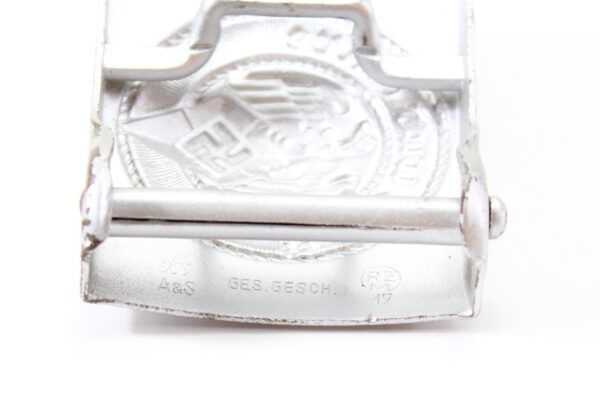 Original German WWII Hitler Youth Aluminum Belt Buckle & Leather Belt – RZM M4/17 Assmann - Image 8