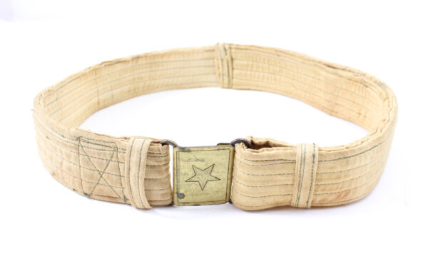 Original Vietnam War North Vietnamese Army (NVA) / Viet Cong Early Khaki Canvas Belt with Brass Star Buckle - Image 2