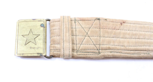 Original Vietnam War North Vietnamese Army (NVA) / Viet Cong Early Khaki Canvas Belt with Brass Star Buckle - Image 5