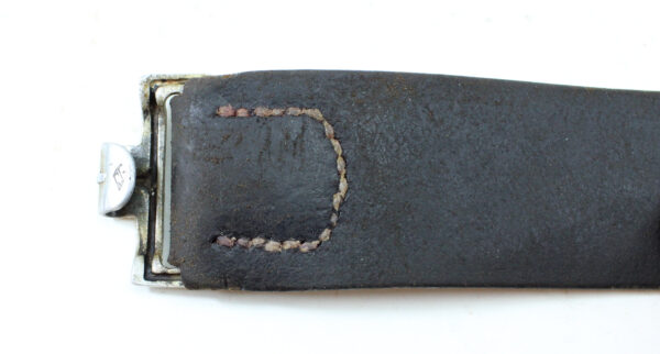 Original German WWII Heer EM/NCO Black Leather Belt with Steel Buckle – Belt Marked L. Kopping & Co Giessen 1942, Tab Marked G. Brehmer 1941 - Image 5
