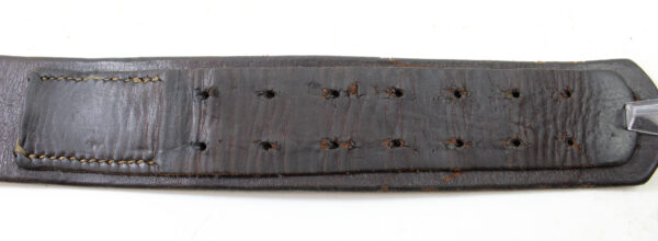 Original German WWII Heer EM/NCO Black Leather Belt with Steel Buckle – Belt Marked L. Kopping & Co Giessen 1942, Tab Marked G. Brehmer 1941 - Image 4