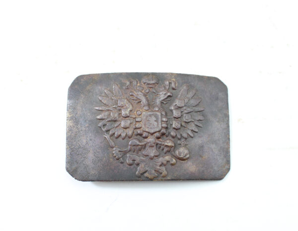 Original Imperial Russian WWI Belt Buckle with Double-Headed Eagle Crest and Leather Belt - Image 5